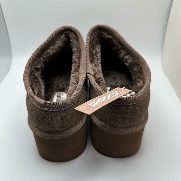 CUSHIONAIRE Women's Genuine Suede Cozy Mule Platform +Memory Foam 7.5 TAUPE - Picture 4 of 7